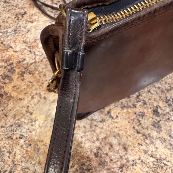 Vintage Early 80's Coach Leather Shoulder Clutch Bag Dark Brown Purse #0132 - Picture 6 of 16